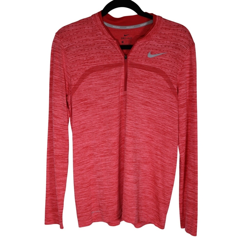 NIKE Golf Dri-FIT Half Zip Pullover Long Sleeve Athletic Top Pink Red MED women